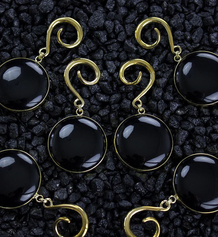 Grand Obsidian Stone Hanging Ear Weights - Image 3