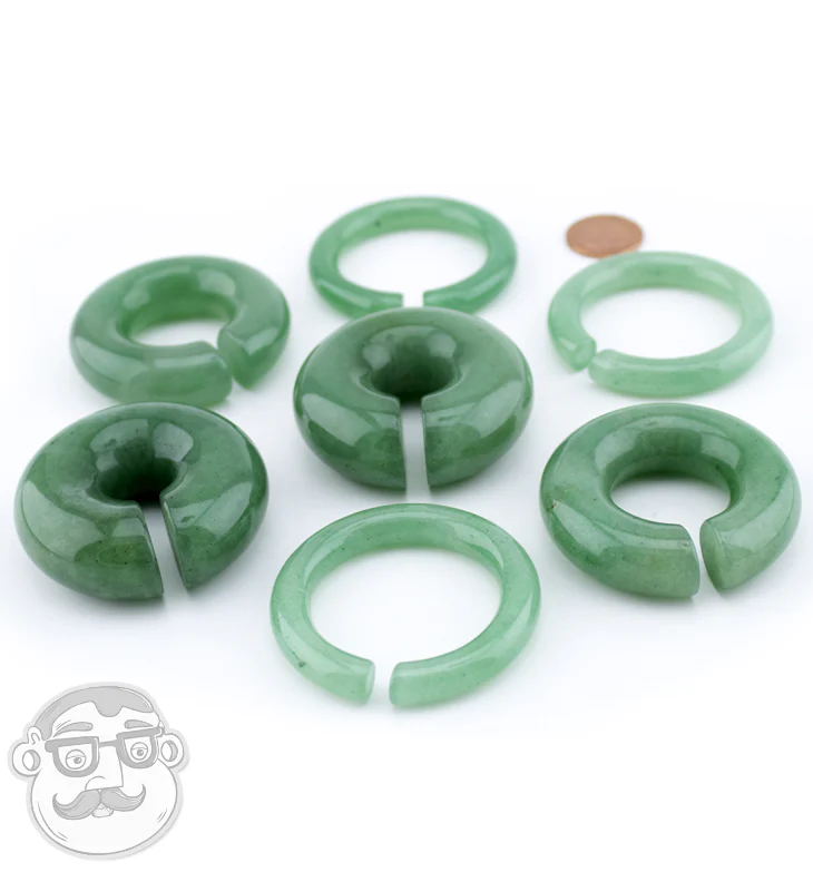 Green Aventurine Stone Hoop Plugs - Image 3