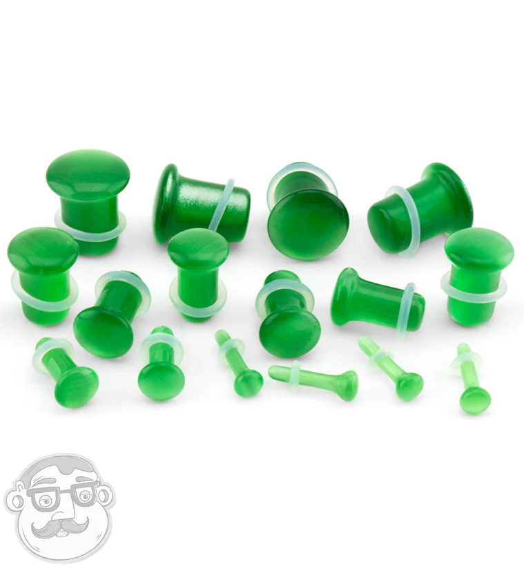 Green Cat's Eye Glass Single Flare Plugs - Image 2