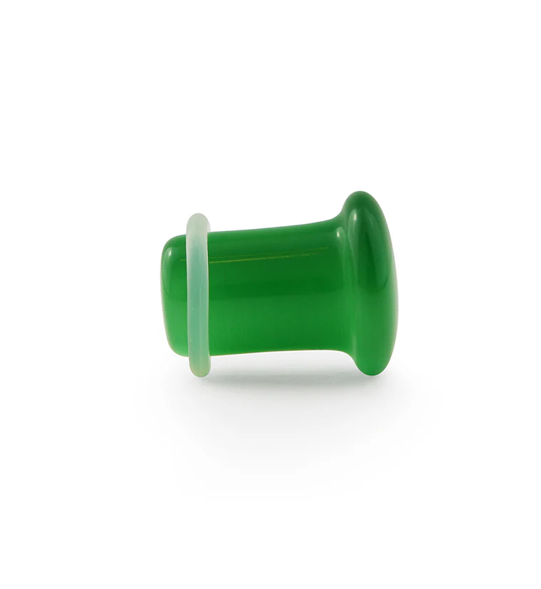 Green Cat's Eye Glass Single Flare Plugs - Image 4