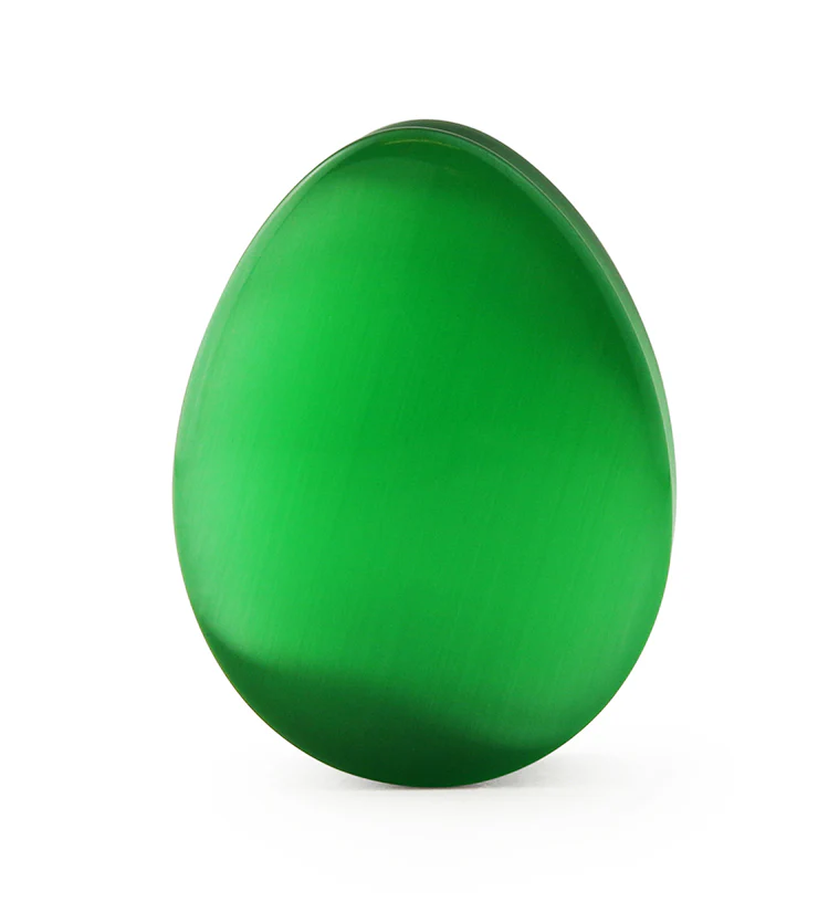 Green Cat's Eye Glass Teardrop Plugs - Image 3