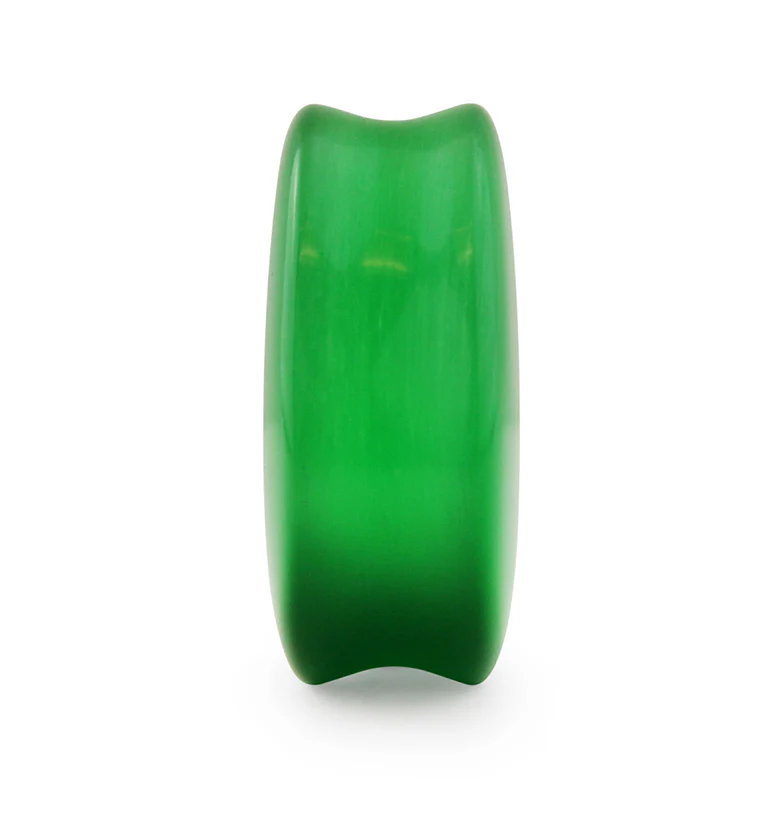 Green Cat's Eye Glass Teardrop Plugs - Image 4