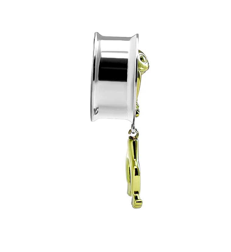 Green Dangling Frog Stainless Steel Tunnels - Image 3