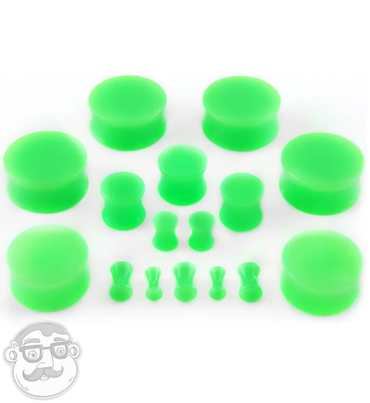 Green Double Flare Solid Plugs - Image 4