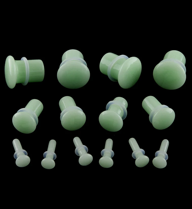 Green Glow in the Dark Glass Plugs - Single Flare - Image 7