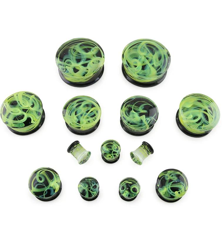 Green Haze Swirl Glass Plugs - Image 3