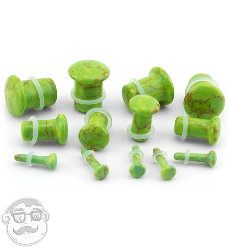 Green Howlite Stone Plugs - Single Flare - Image 2