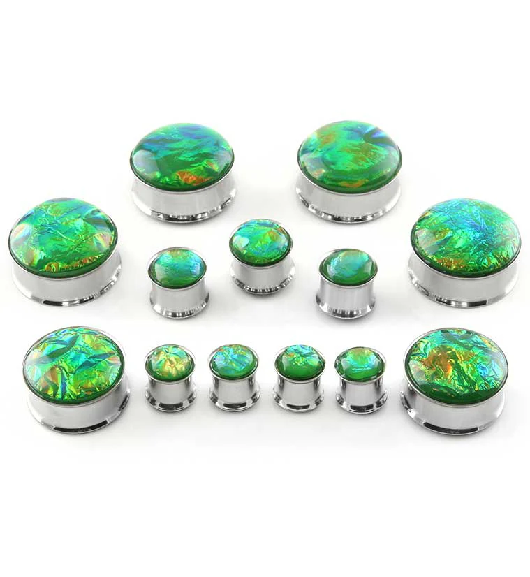 Green Ivy Foil Stainless Steel Plugs - Image 2