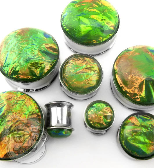 Green Ivy Foil Stainless Steel Plugs - Image 3