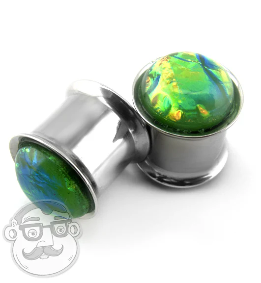 Green Ivy Foil Stainless Steel Plugs - Image 6