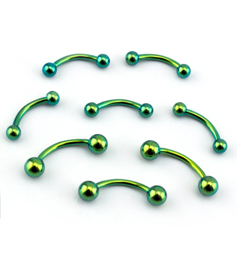 Green PVD Plated Curved Barbell - Image 2