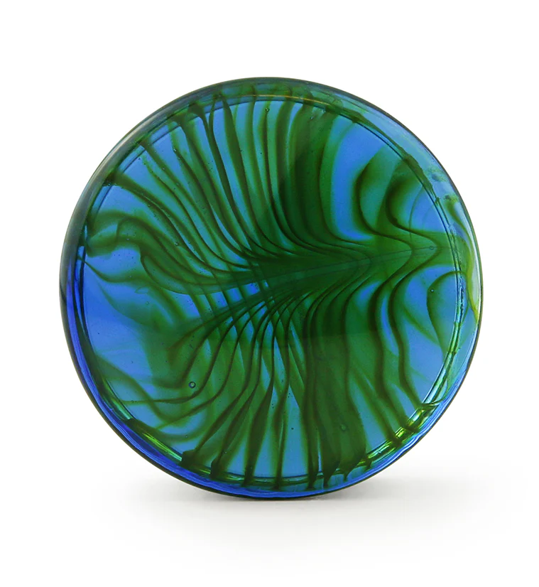 Green Tropical Stripe Glass Plugs - Image 3