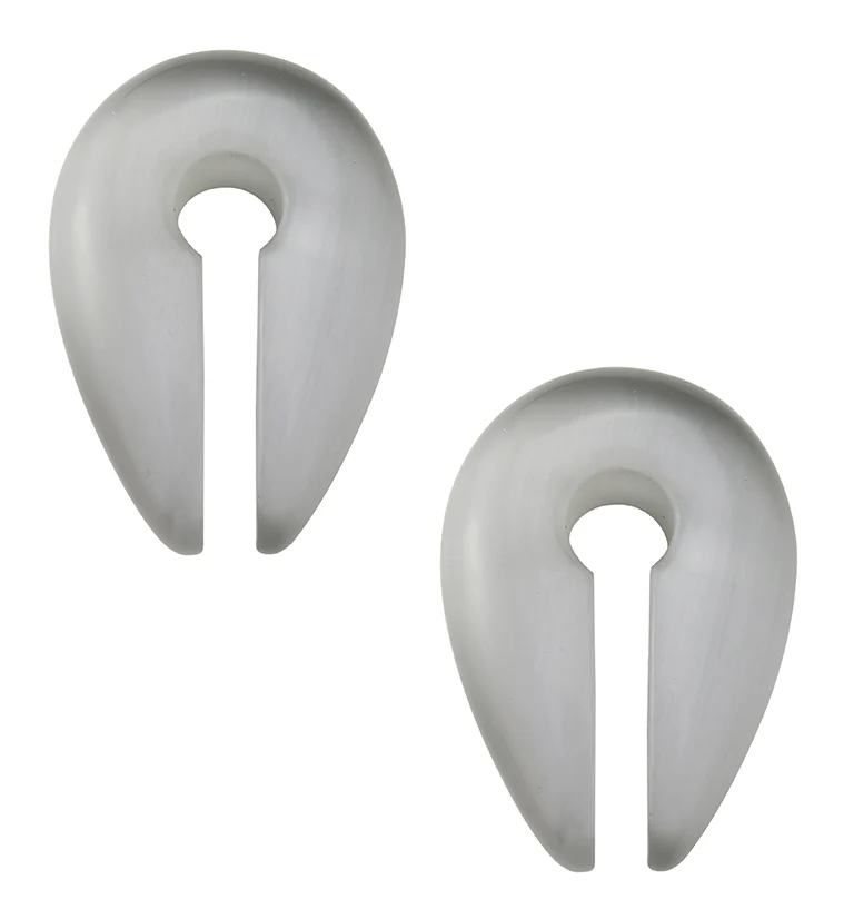 Grey Cat's Eye Glass Keyhole Ear Weights