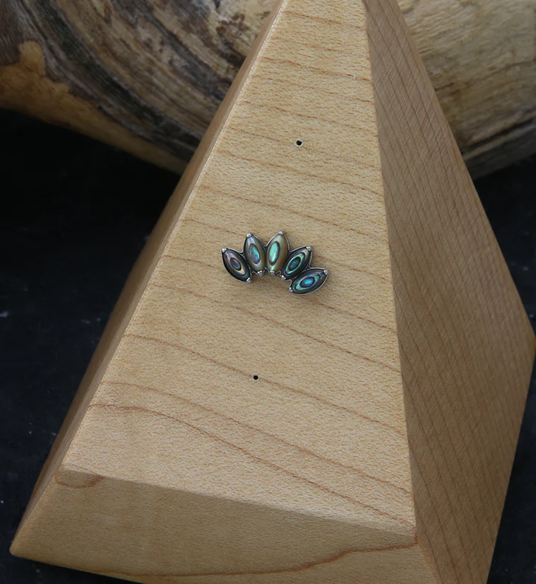 Half Crown Abalone Stone Threadless Titanium Top - Image 2