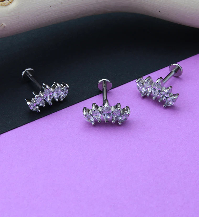 Half Crown CZ Gem Labret Post - Image 2