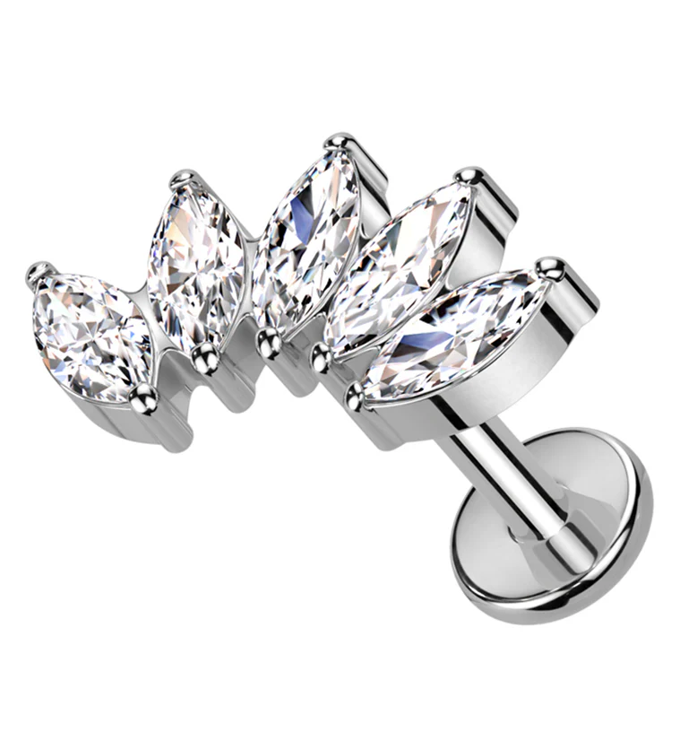 Half Crown CZ Internally Threaded Titanium Labret