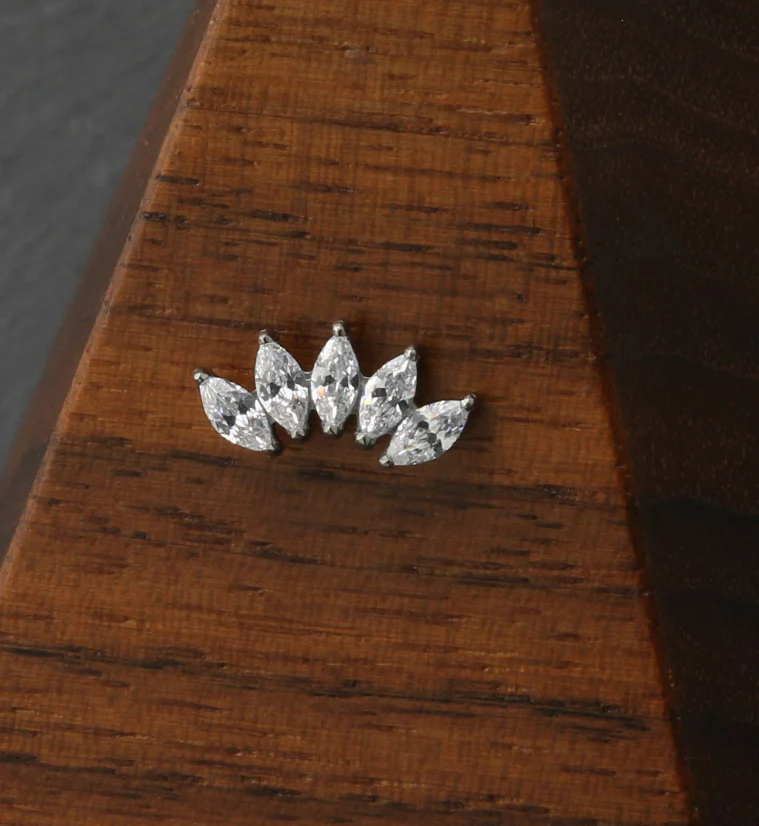 Half Crown CZ Threadless Titanium Top - Image 2
