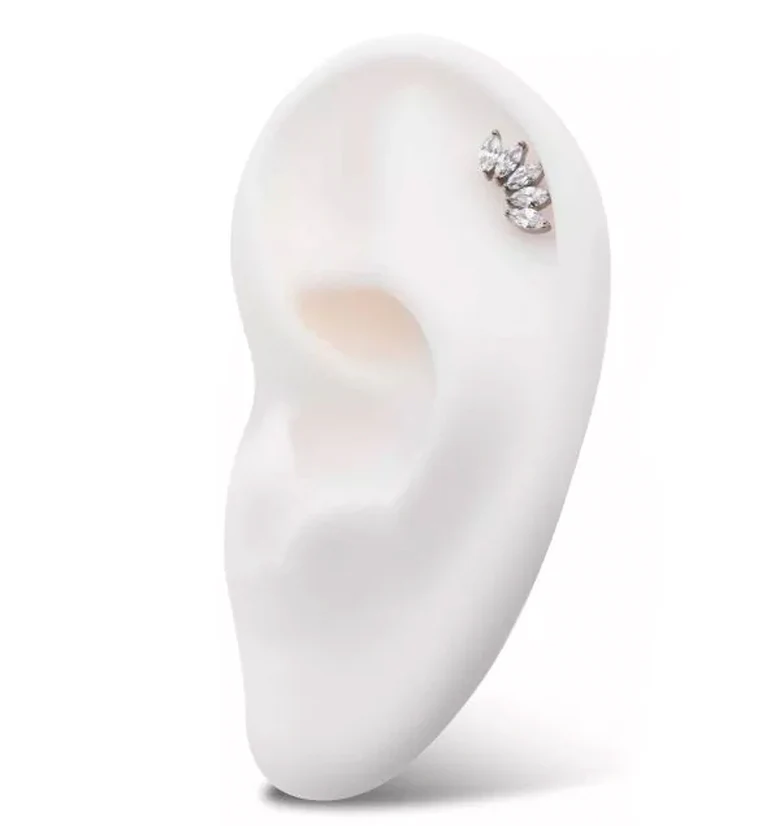 Half Crown CZ Threadless Titanium Top - Image 3