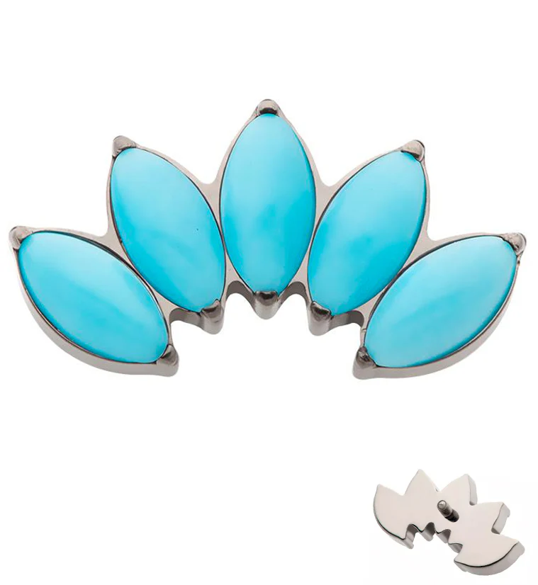 Half Crown Howlite Turquoise Internally Threaded Titanium Top