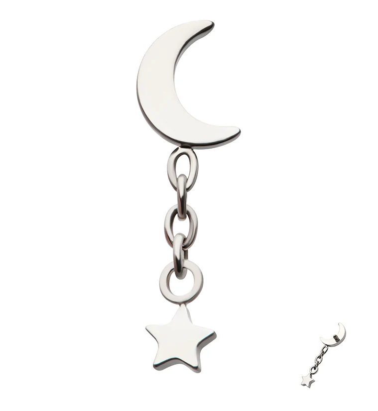 Half Moon Dangle Chain Star Internally Threaded Titanium Top