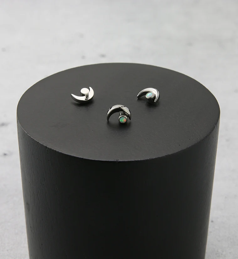 Half Moon White Opalite Internally Threaded Titanium Top - Image 2
