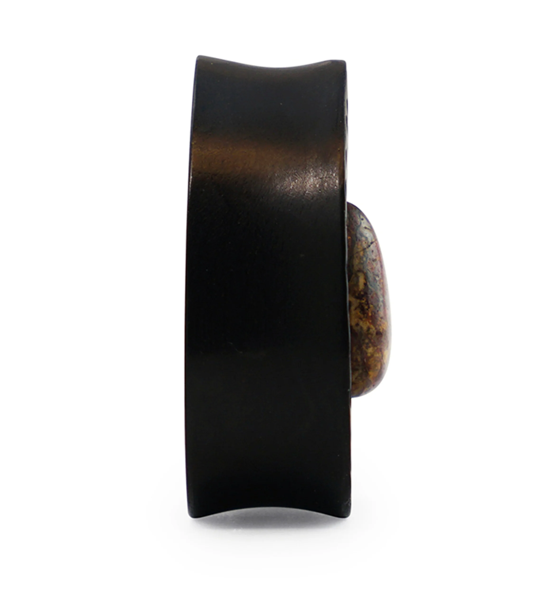 Hammered Areng Wood Teardrop Plugs with Teardrop Pietersite Stone Inlay - Image 4