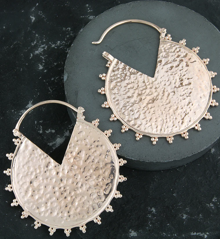 Hammered Beaded Rose Gold Brass Hangers - Image 2