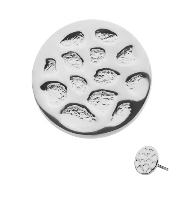 Hammered Disk Threadless Titanium Top