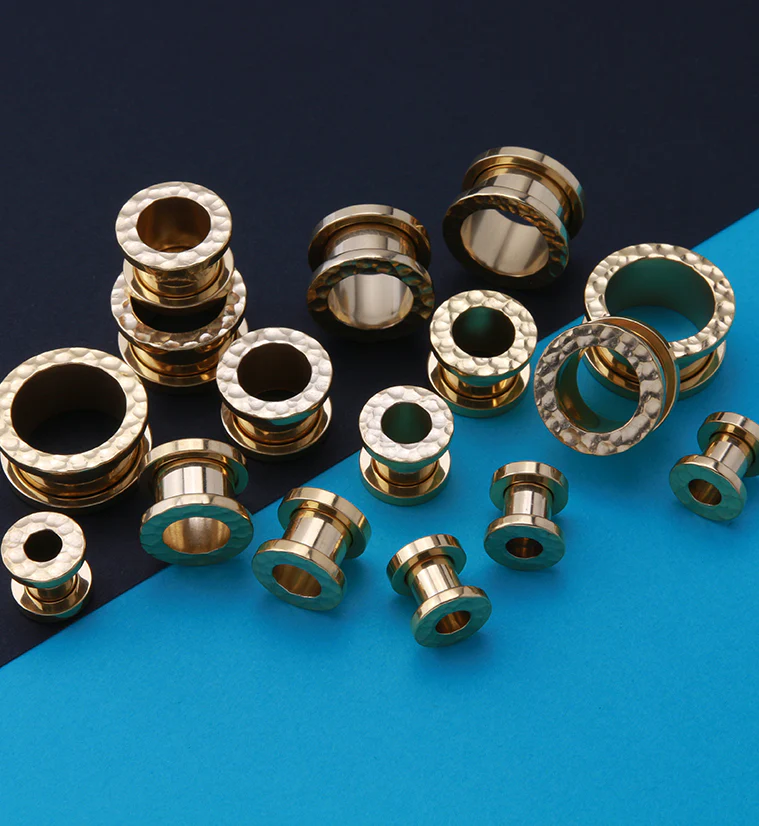 Hammered Gold PVD Stainless Steel Tunnels - Image 3