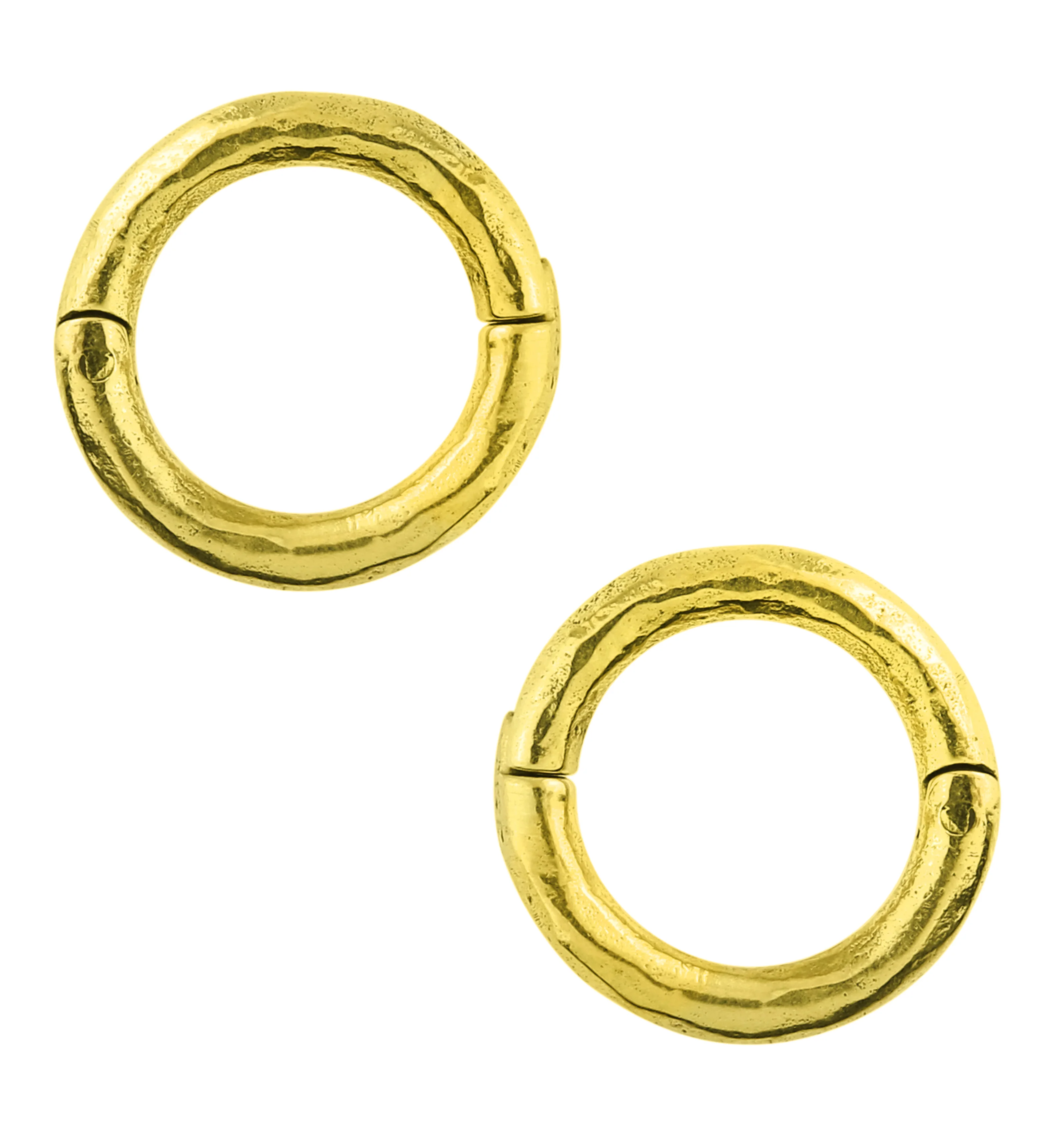 Hammered Hoop Brass Hinged Ear Weights - Image 2