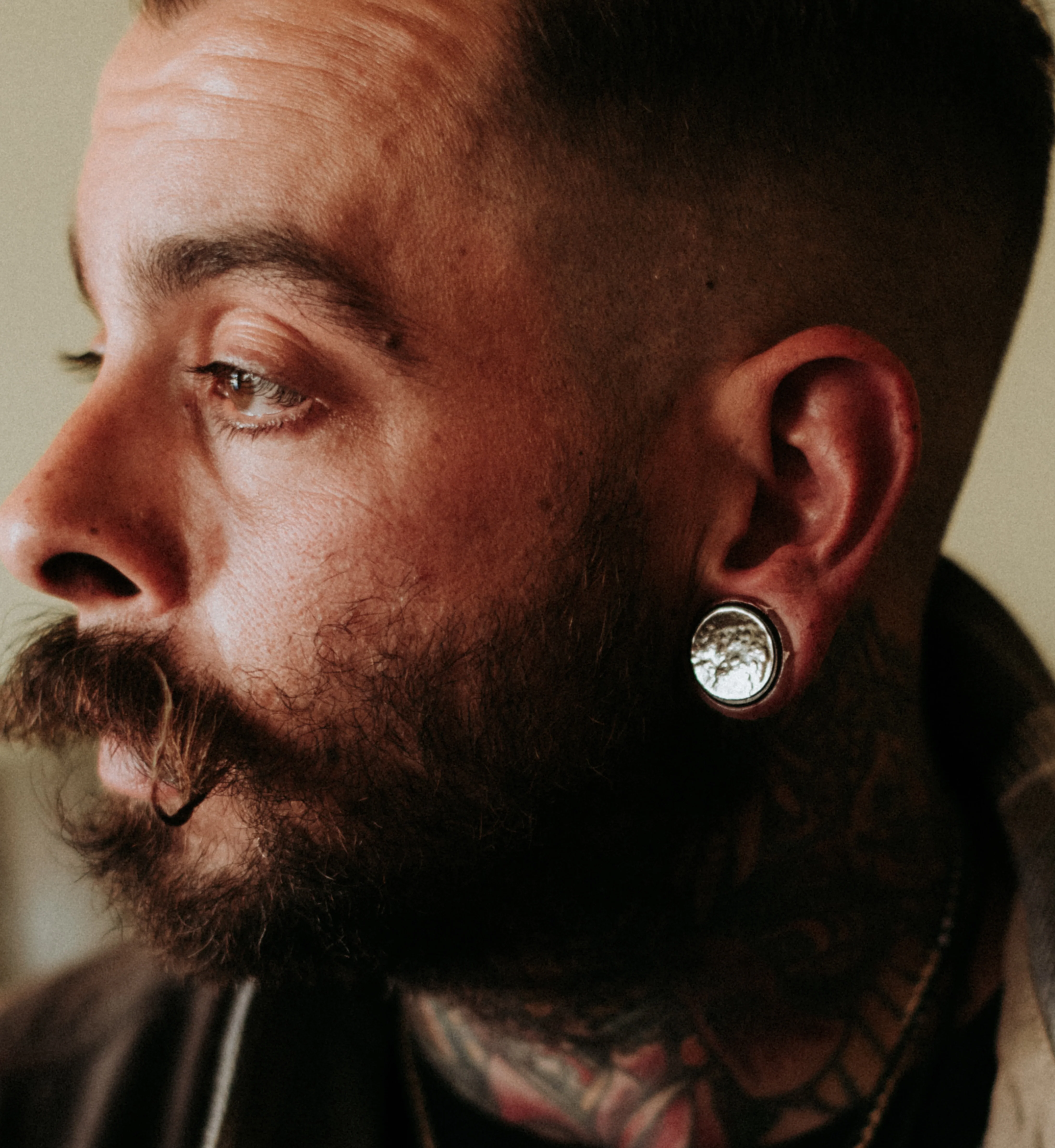 Hammered White Brass Inlay Areng Wood Plugs - Image 2