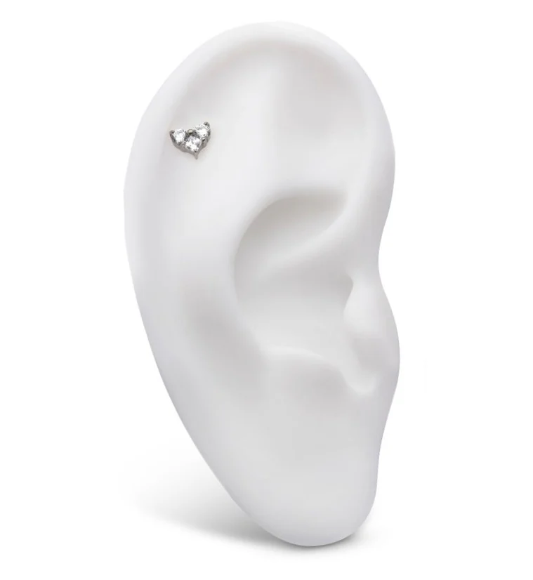 Heart CZ Internally Threaded Titanium Top - Image 3