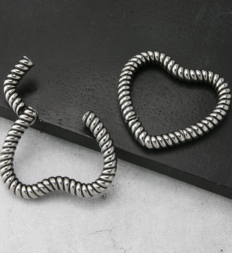 Heart Rope Stainless Steel Hinged Ear Weights - Image 2