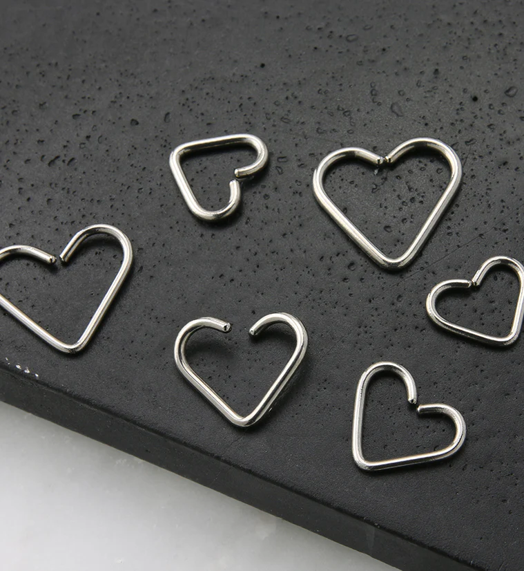 Heart Seamless Titanium Hoop Ring - Image 2