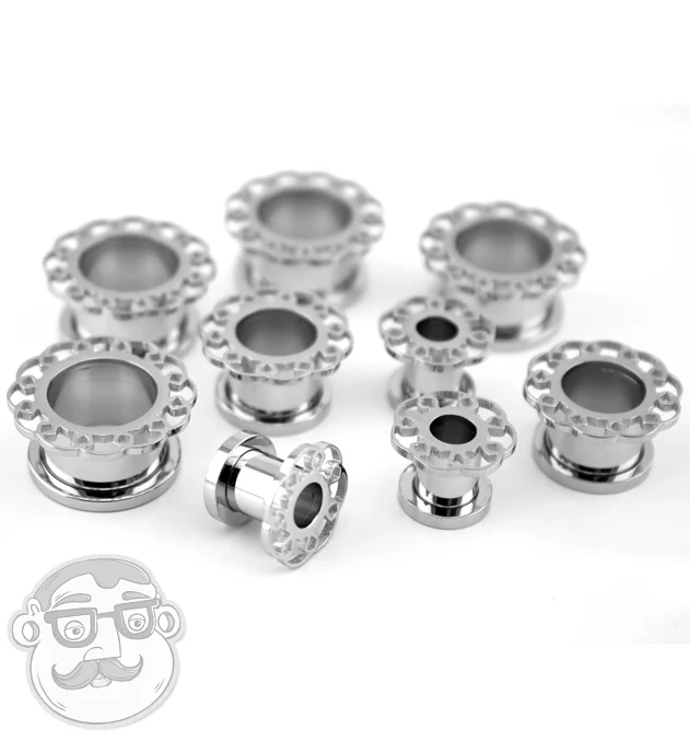 Helix Ornamental Stainless Steel Tunnel Plugs - Image 3