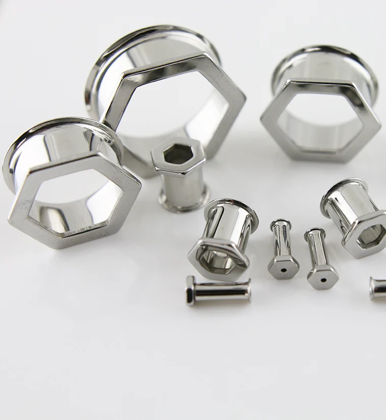 Hexagon Double Flare Stainless Steel Tunnels - Image 3