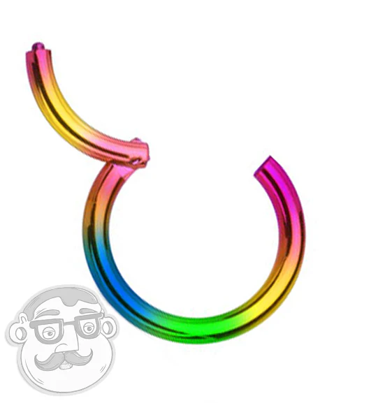 Rainbow PVD Hinged Steel Segment Hoop Ring - Image 3