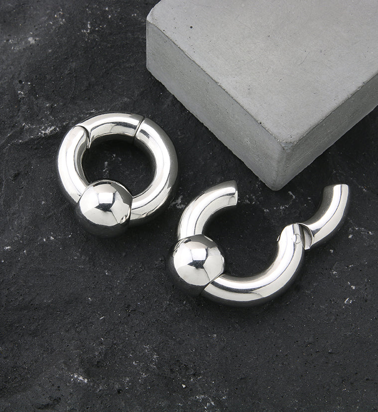 Hinged Slide Bead Stainless Steel Hoop Ear Weights - Image 3