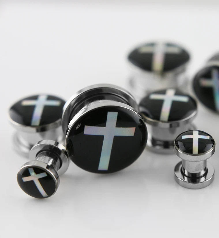 Hologram Cross Stainless Steel Plugs - Image 3