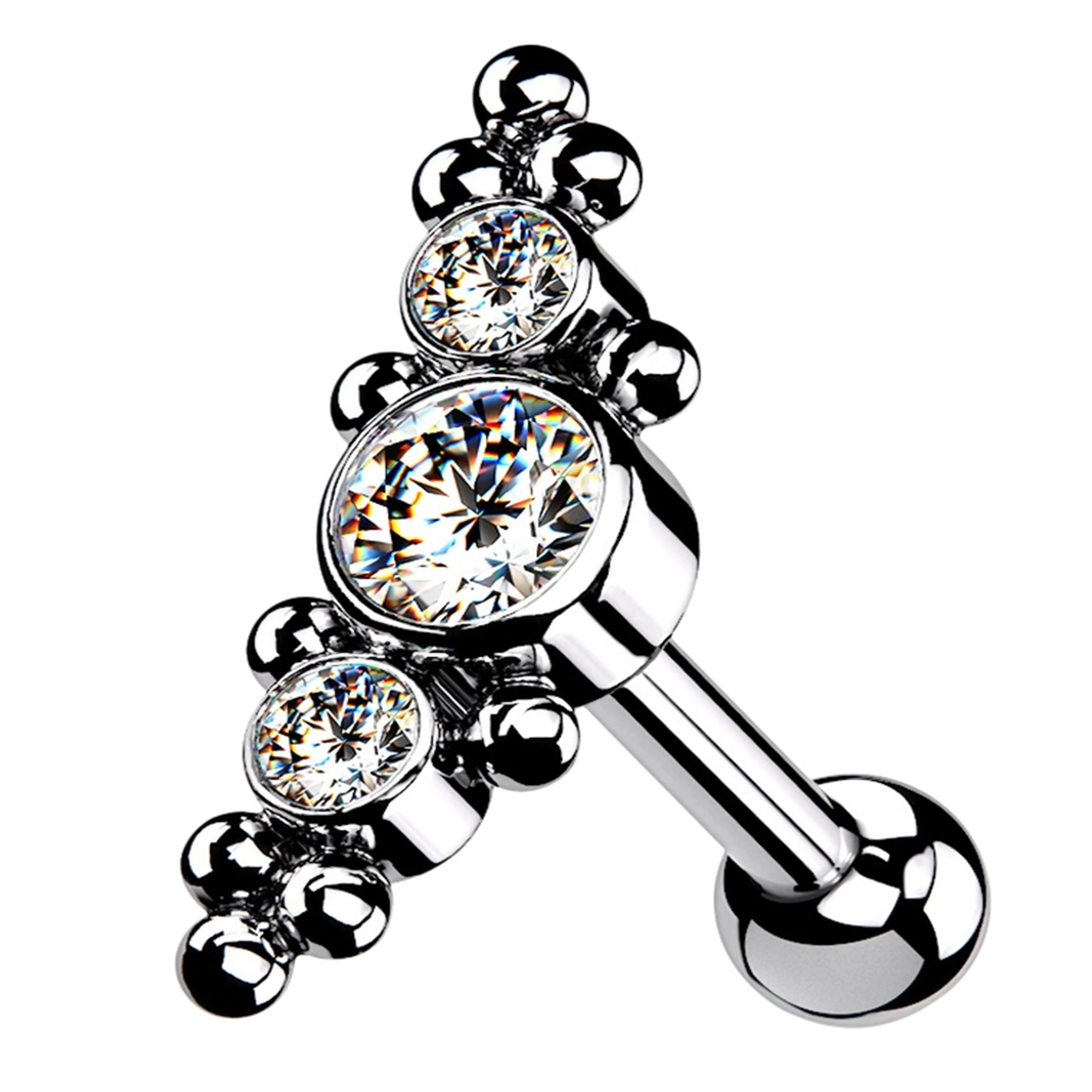 Horde Cluster Clear CZ Titanium Threadless Barbell