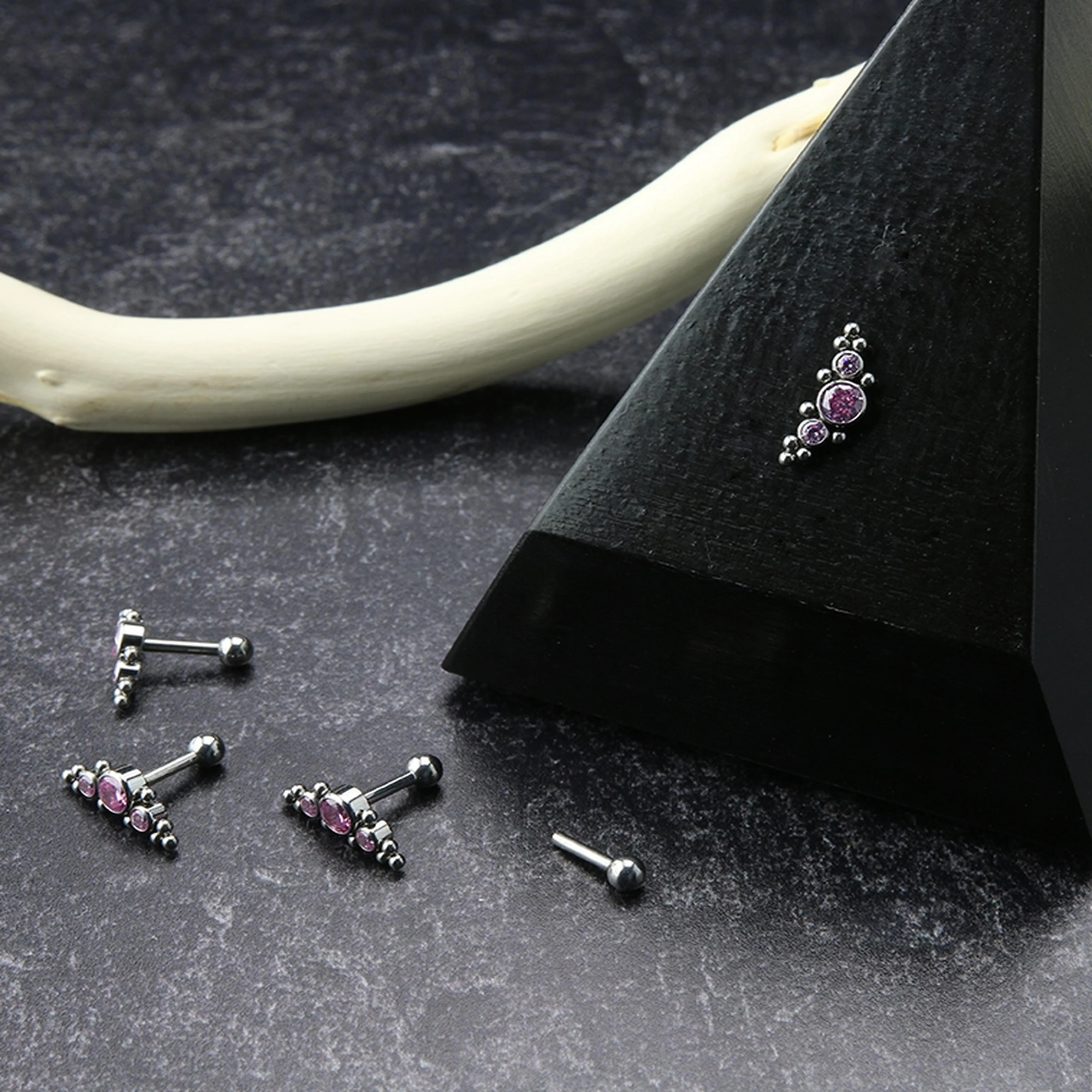 Horde Cluster Pink CZ Titanium Threadless Barbell - Image 3