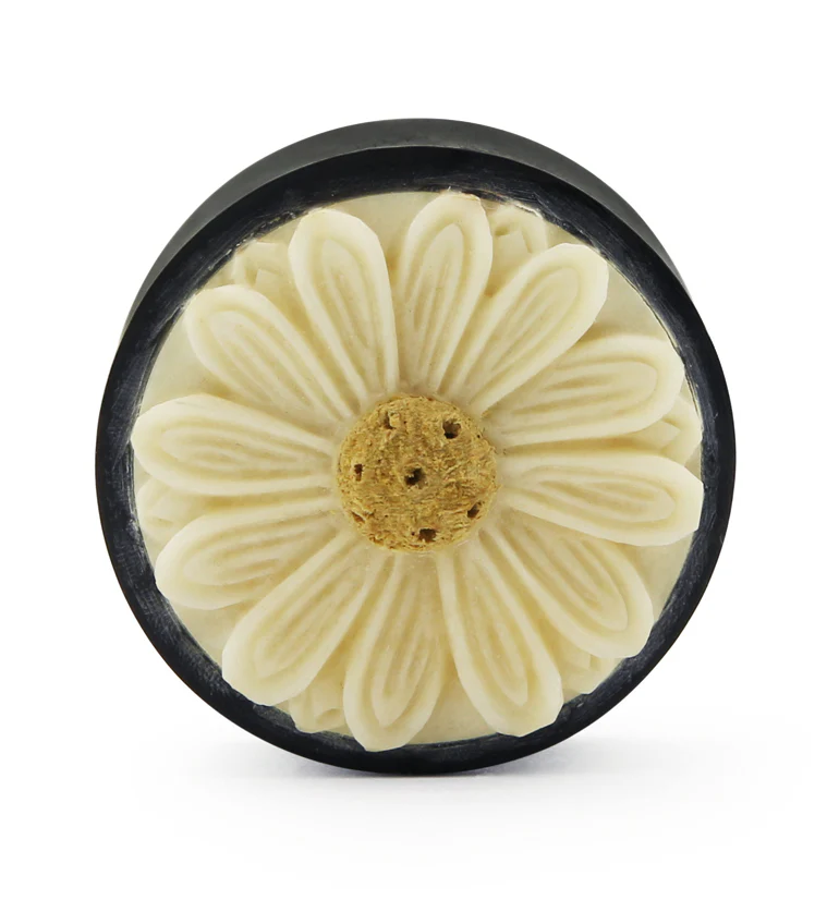 Horn Plugs with Daisy Flower Inlay - Image 2