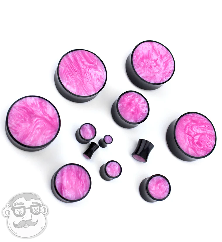 Horn Plugs With Pink Resin Inlay - Image 5