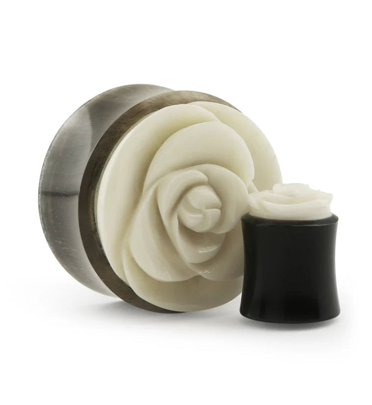 Horn Plugs With Rosebud Inlay