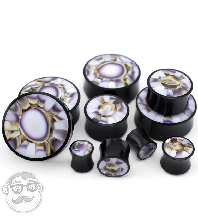 Horn Plugs With Sanded Cukli Shell Inlay - Image 3