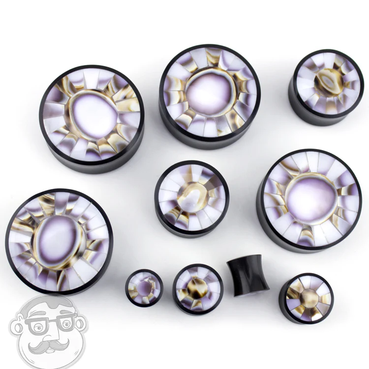 Horn Plugs With Sanded Cukli Shell Inlay - Image 4