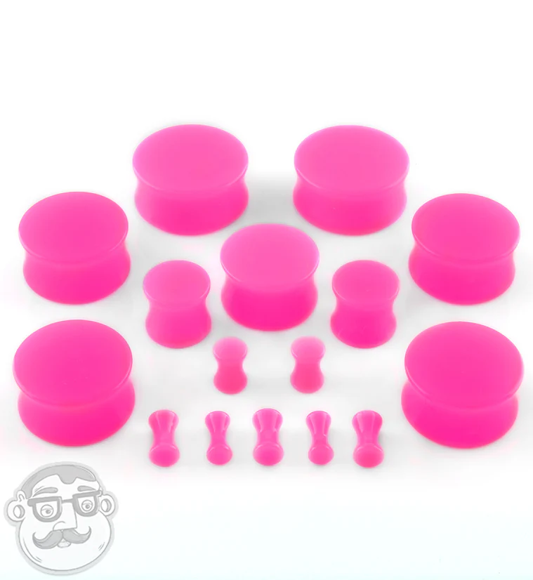 Hot Pink Double Flare Solid Plugs - Image 2