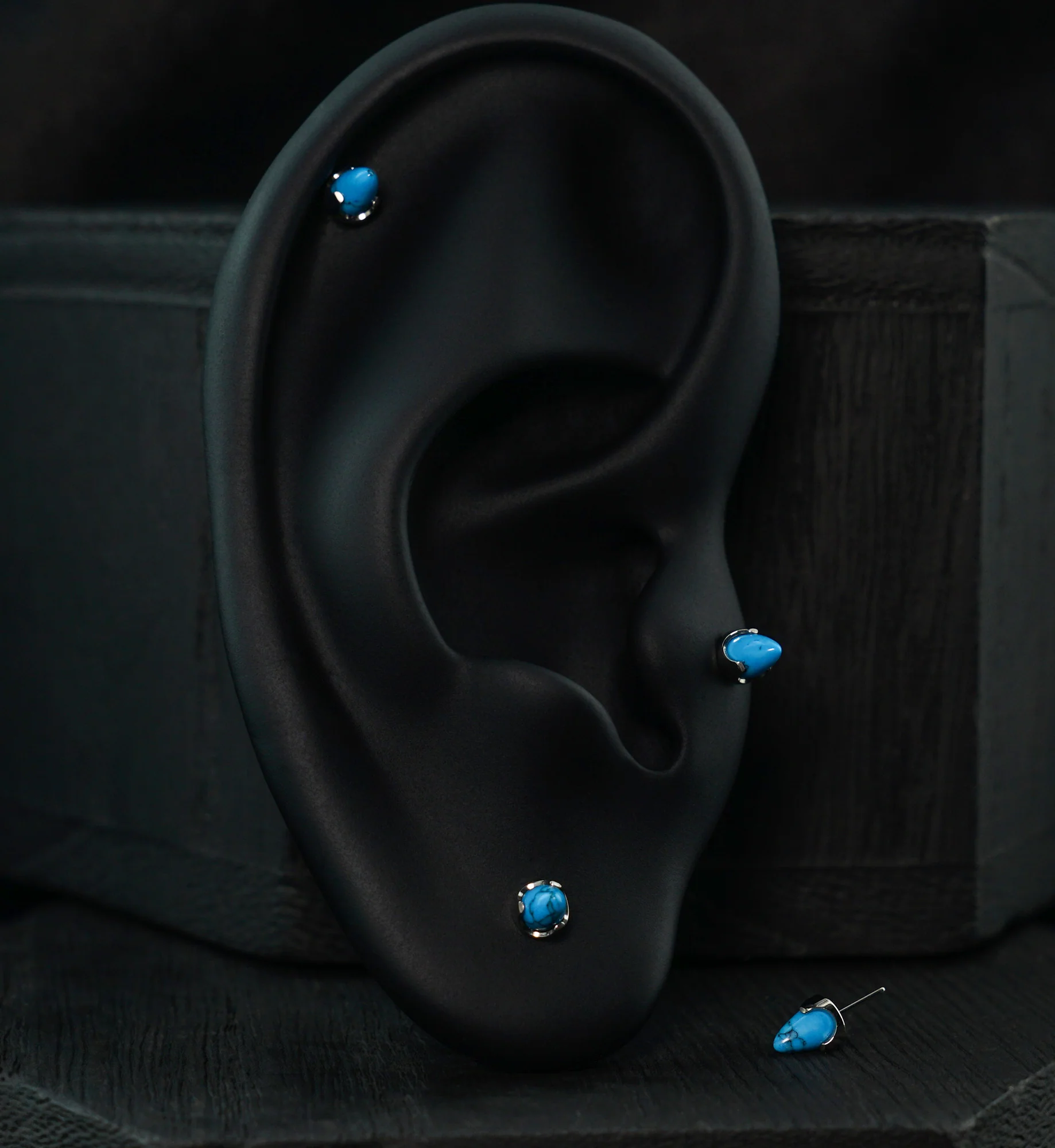 Howlite Turquoise Bullet Titanium Threadless Top - Image 2