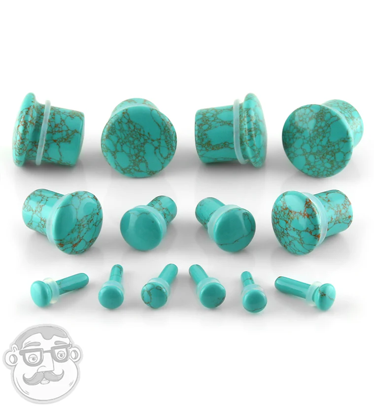 Howlite Turquoise Stone Plugs - Single Flare - Image 3