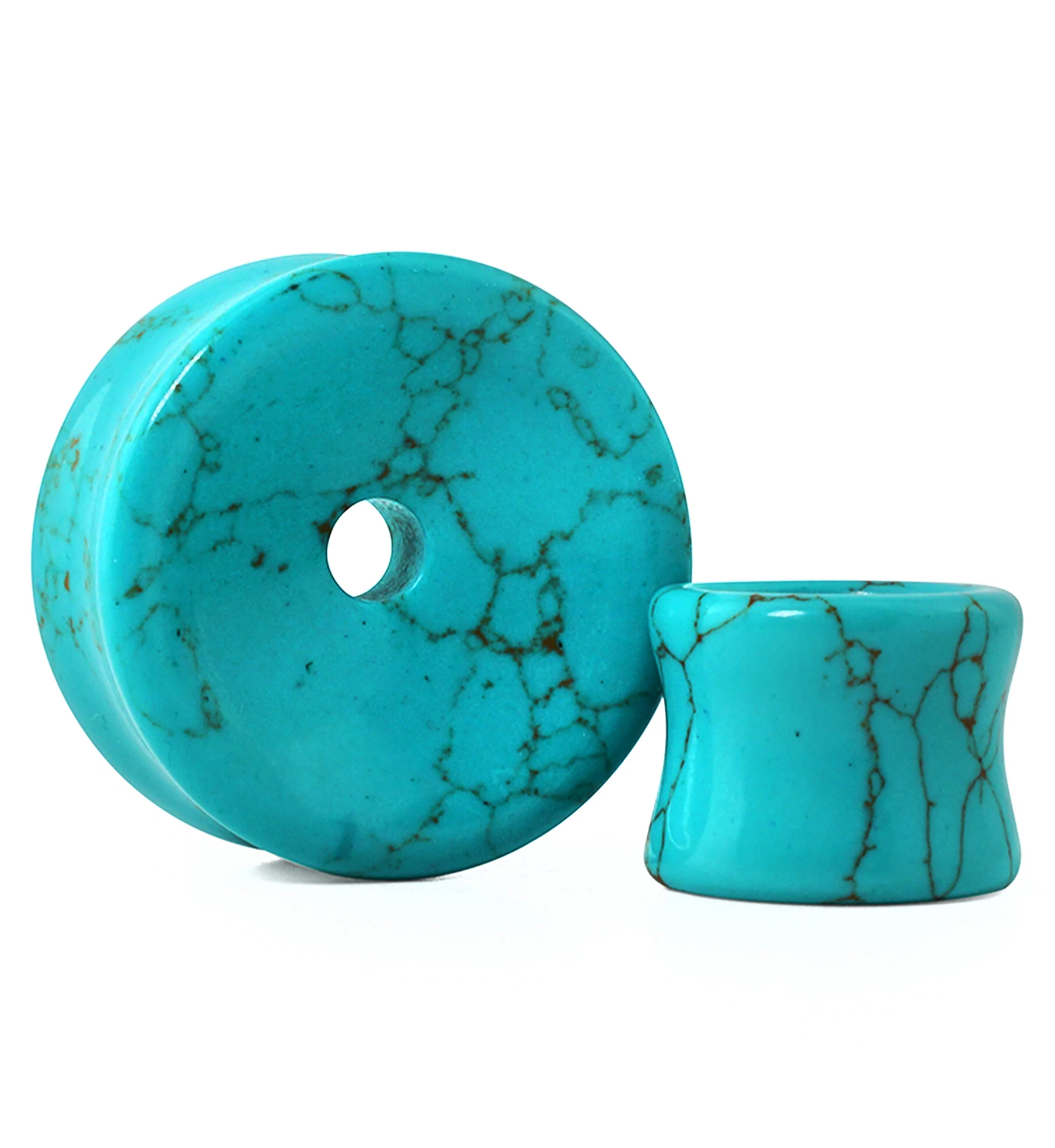 Turquoise Howlite Stone Thick Wall Tunnels